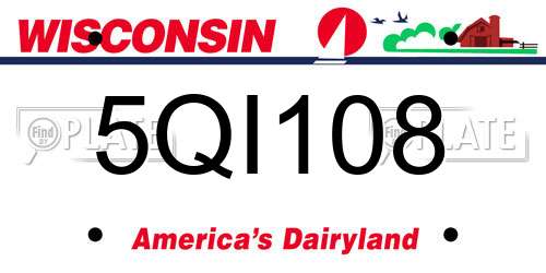 5QI108 Wisconsin License Plate