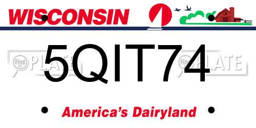 5QIT74 Wisconsin License Plate