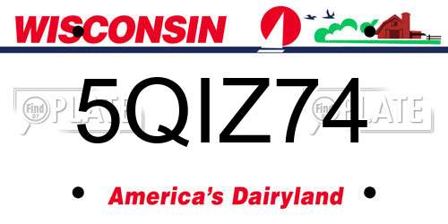 5QIZ74 Wisconsin License Plate