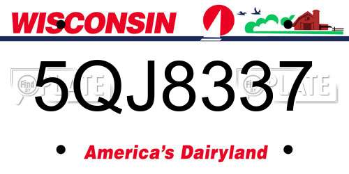 5QJ8337 Wisconsin License Plate
