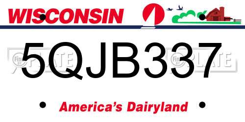 5QJB337 Wisconsin License Plate