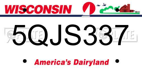 5QJS337 Wisconsin License Plate