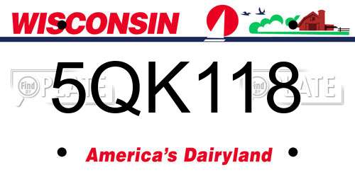 5QK118 Wisconsin License Plate