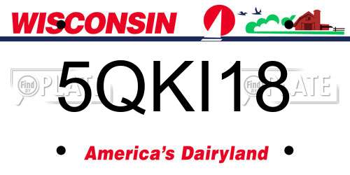 5QKI18 Wisconsin License Plate