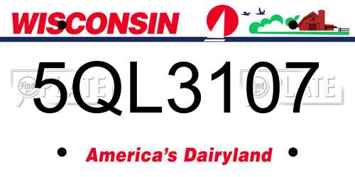 5QL3107 Wisconsin License Plate