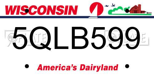 5QLB599 Wisconsin License Plate