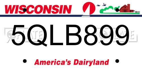 5QLB899 Wisconsin License Plate
