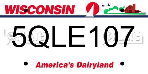 5QLE107 Wisconsin License Plate