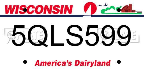 5QLS599 Wisconsin License Plate