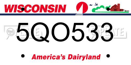 5QO533 Wisconsin License Plate