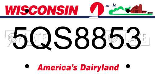 5QS8853 Wisconsin License Plate