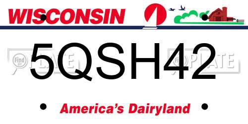 5QSH42 Wisconsin License Plate