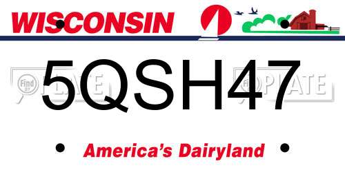 5QSH47 Wisconsin License Plate