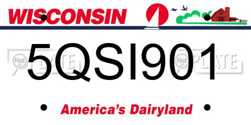5QSI901 Wisconsin License Plate