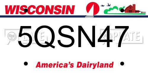 5QSN47 Wisconsin License Plate