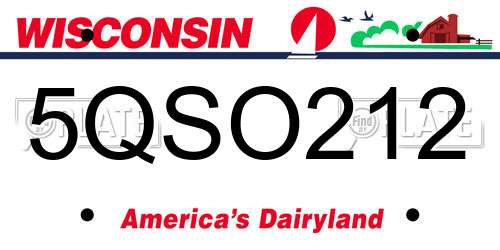 5QSO212 Wisconsin License Plate