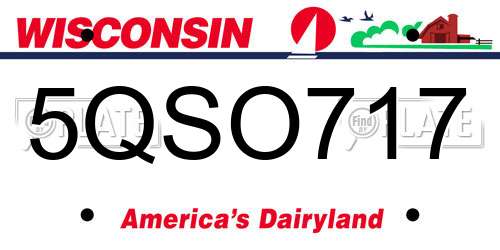 5QSO717 Wisconsin License Plate