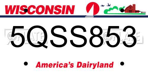 5QSS853 Wisconsin License Plate