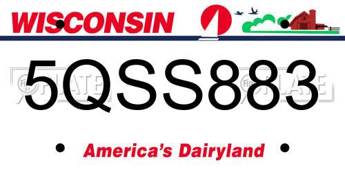 5QSS883 Wisconsin License Plate