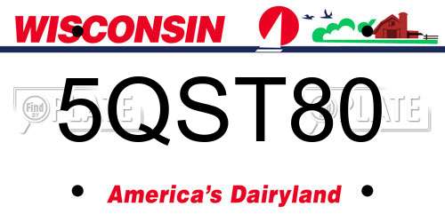5QST80 Wisconsin License Plate