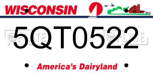 5QT0522 Wisconsin License Plate