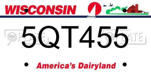 5QT455 Wisconsin License Plate