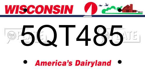5QT485 Wisconsin License Plate