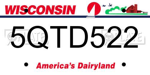5QTD522 Wisconsin License Plate