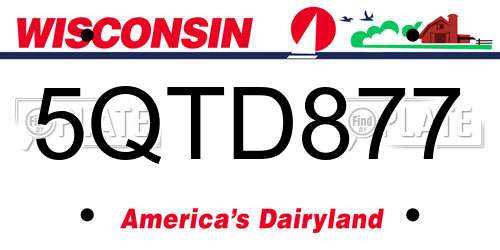 5QTD877 Wisconsin License Plate