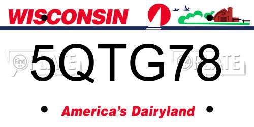 5QTG78 Wisconsin License Plate