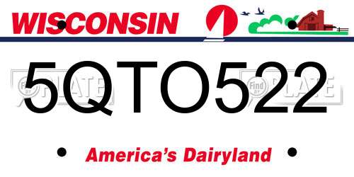 5QTO522 Wisconsin License Plate