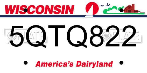 5QTQ822 Wisconsin License Plate