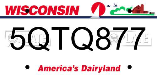 5QTQ877 Wisconsin License Plate