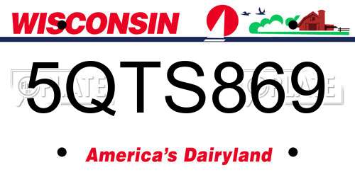5QTS869 Wisconsin License Plate