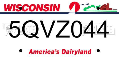 5QVZ044 Wisconsin License Plate