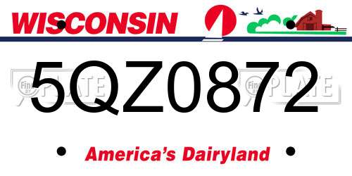 5QZ0872 Wisconsin License Plate