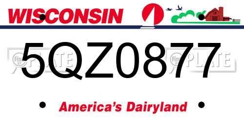 5QZ0877 Wisconsin License Plate