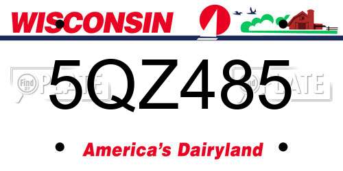 5QZ485 Wisconsin License Plate