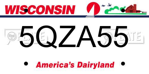 5QZA55 Wisconsin License Plate