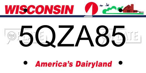 5QZA85 Wisconsin License Plate