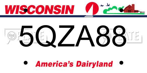 5QZA88 Wisconsin License Plate