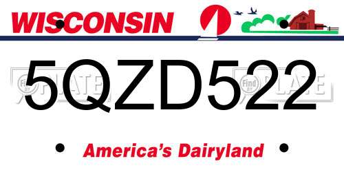 5QZD522 Wisconsin License Plate