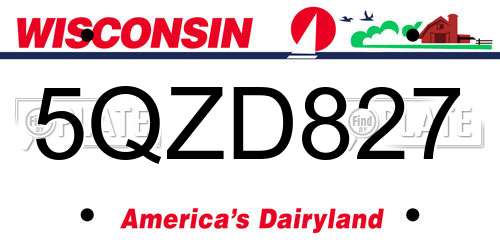 5QZD827 Wisconsin License Plate