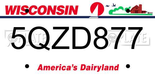 5QZD877 Wisconsin License Plate