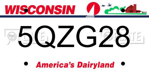 5QZG28 Wisconsin License Plate