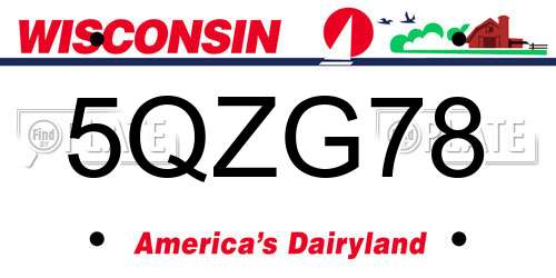 5QZG78 Wisconsin License Plate