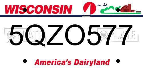 5QZO577 Wisconsin License Plate