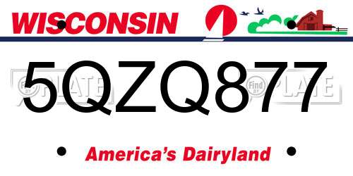 5QZQ877 Wisconsin License Plate