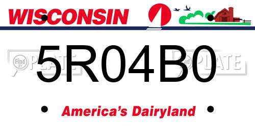 5R04B0 Wisconsin License Plate