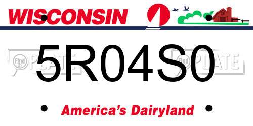 5R04S0 Wisconsin License Plate